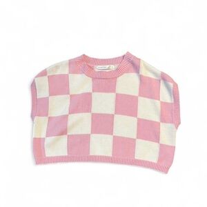 Altar'd State Pink and Cream Checkered Knit sweater vest